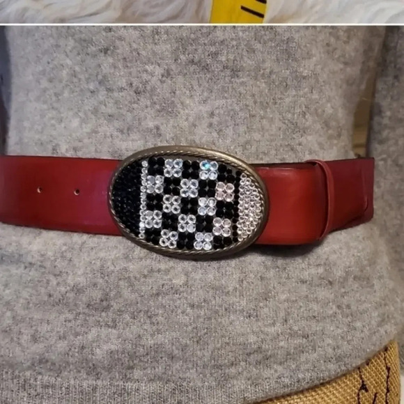 Vintage Red‎ Western style leather Belt S- M - Picture 1 of 11